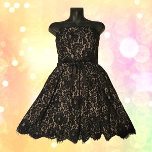 Black Lace Neimann Marcus Strapless Dress Party Prom